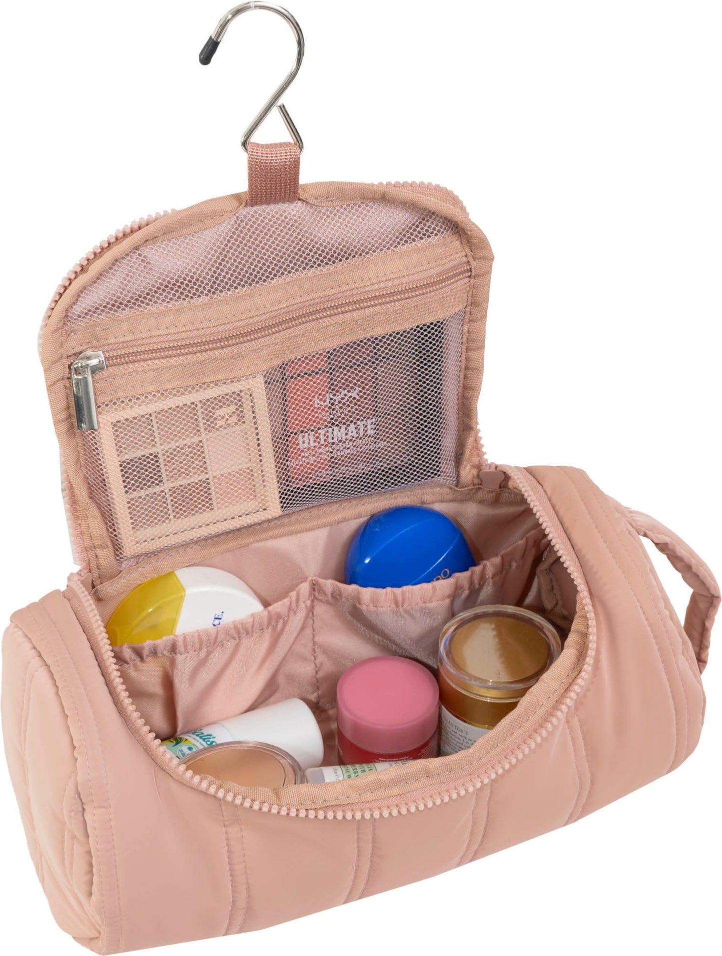 Max Studio Tubular Quilted Nylon Hanging Toiletry Dopp Kitt
