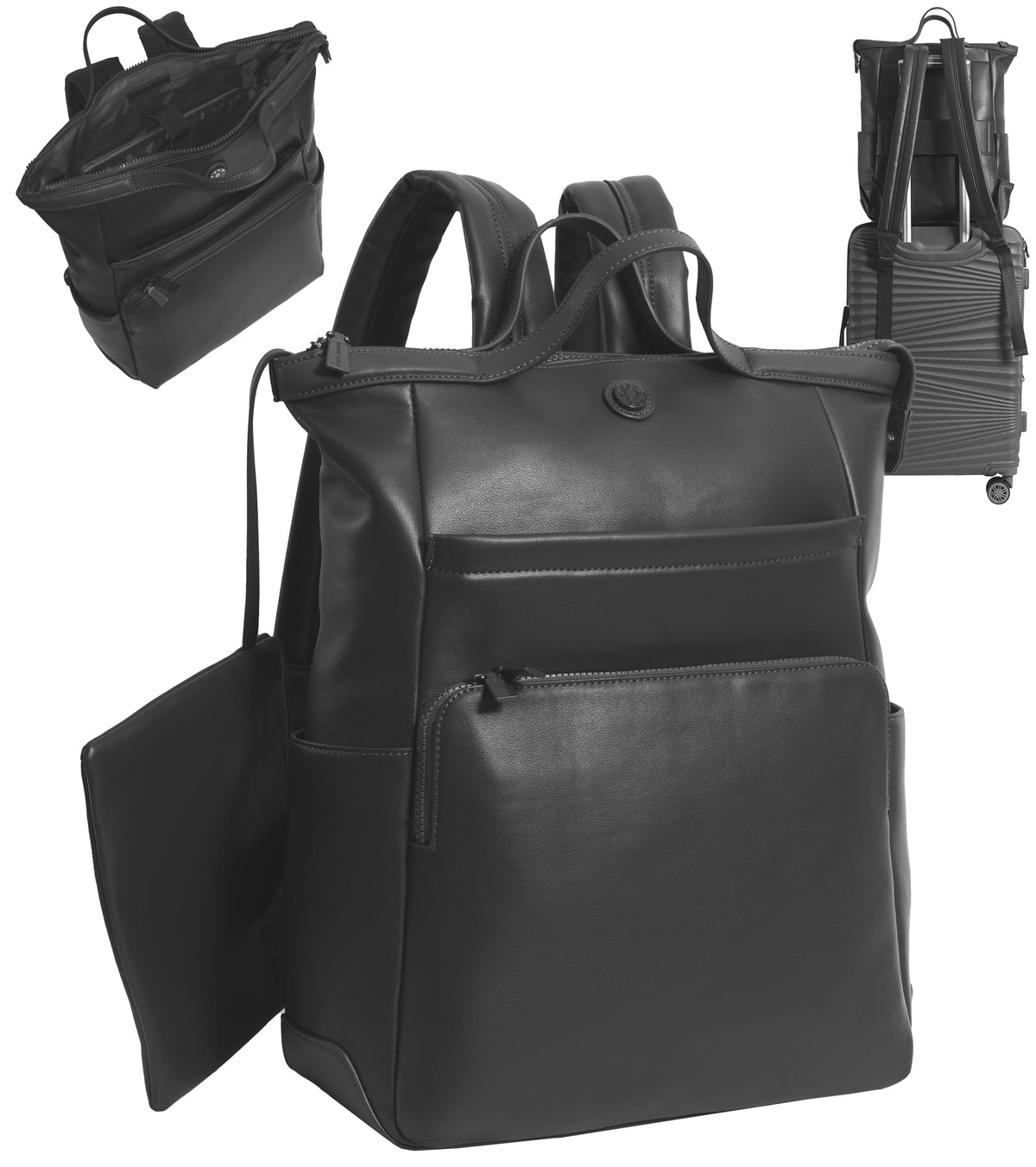 Max Studio The Rosalie 18 Inch Smooth Faux Vachetta PU Workbook Backpack