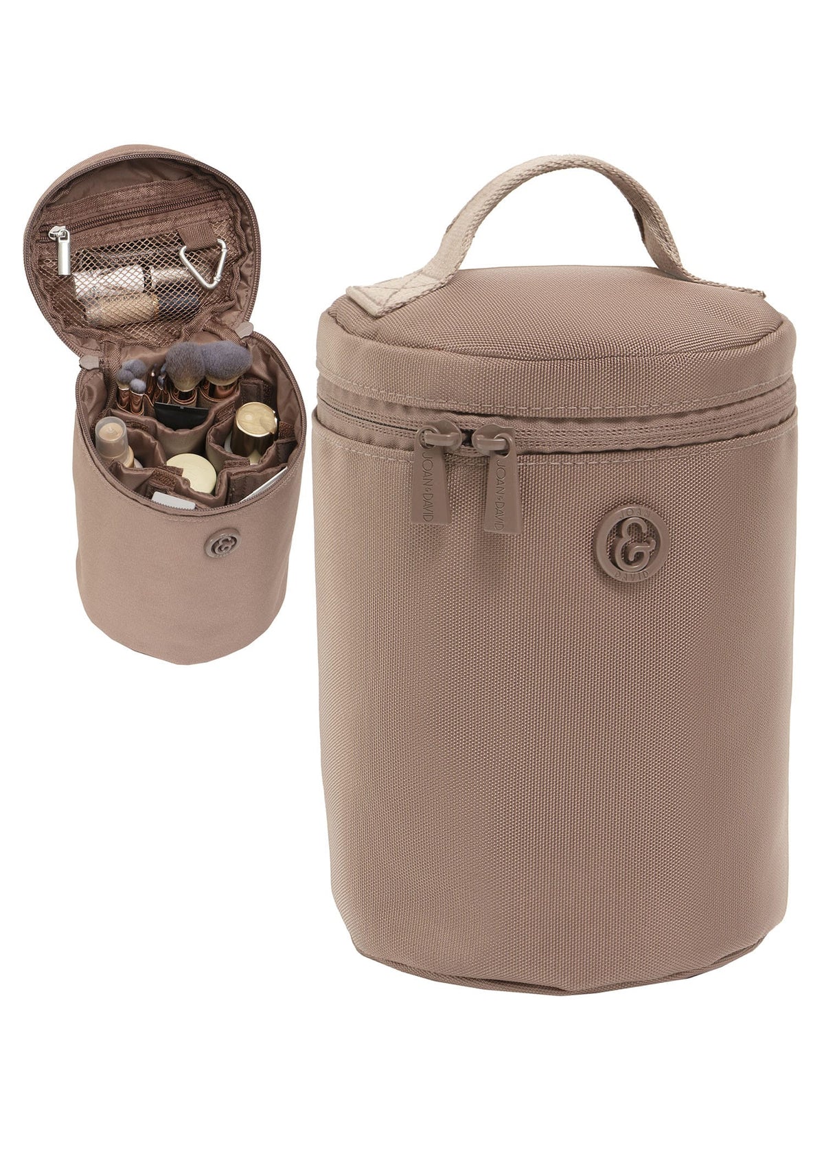 Joan & David 1680 Denier Nylon Top Handle Cylinder Cosmetic Case