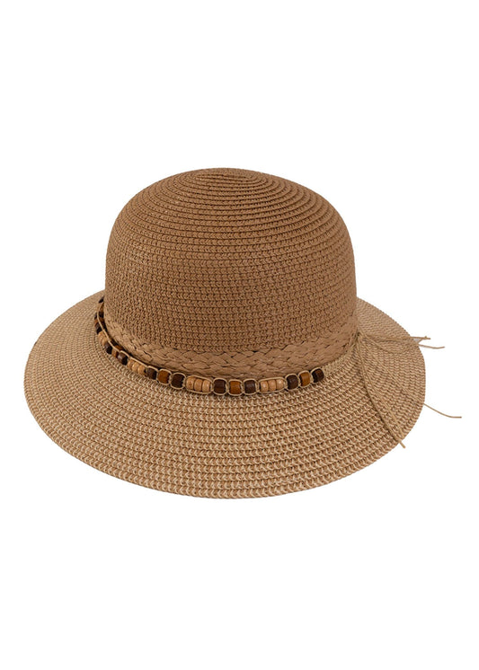 Magid Straw Bucket Hat with Beaded Cord