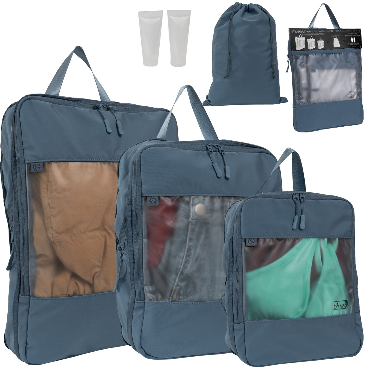 Joan & David 5 Piece Sport Nylon Compression Packing Cube Set