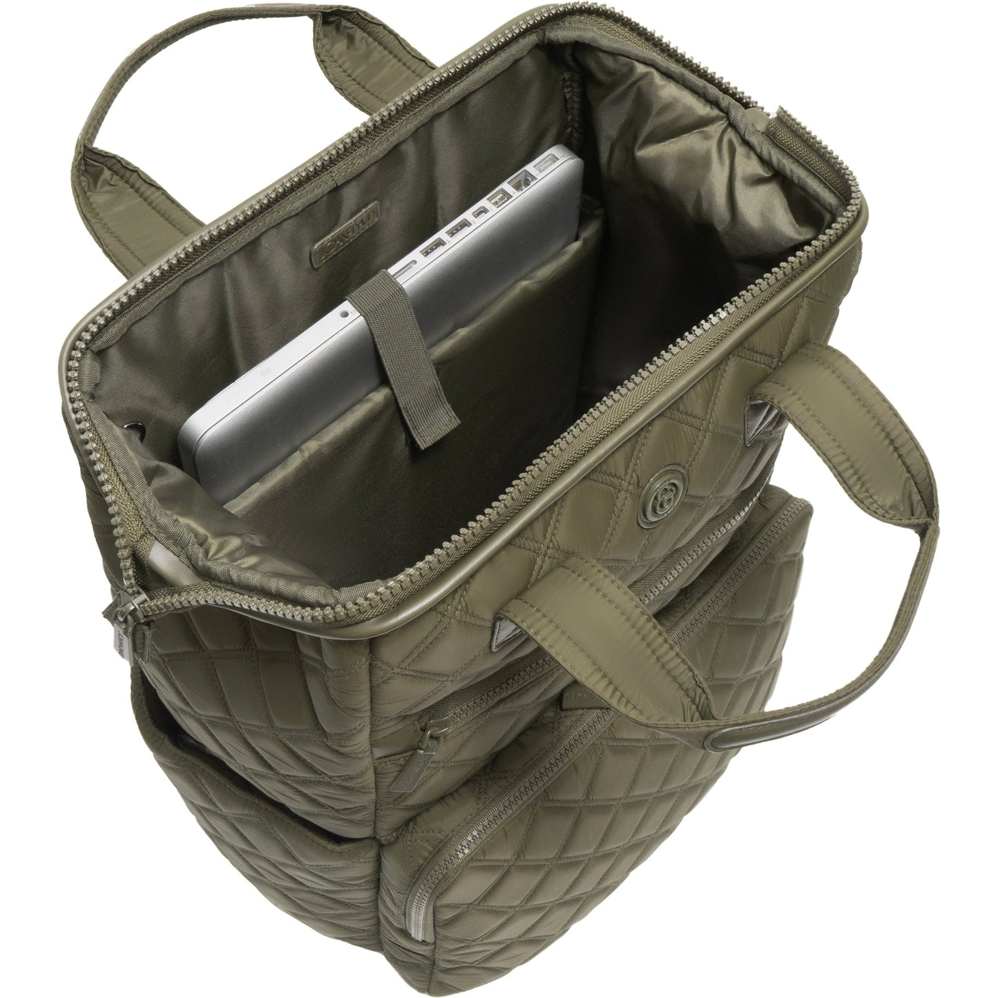 Joan & David Diamond Quilted Puffer Nylon Square Laptop Backpack