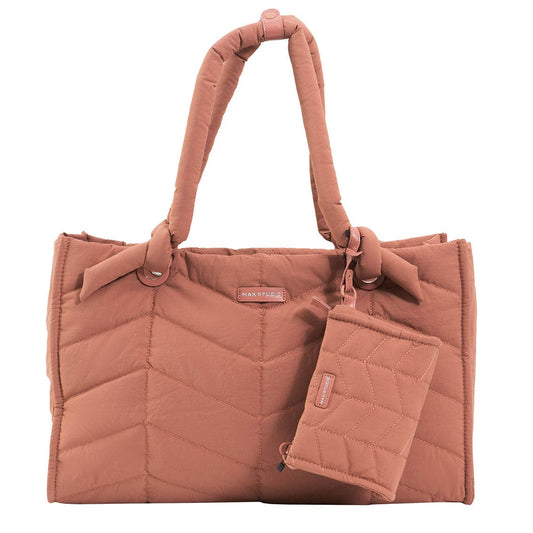 Max Studio Matte Puffer Nylon Chevron Quilted East West Tote