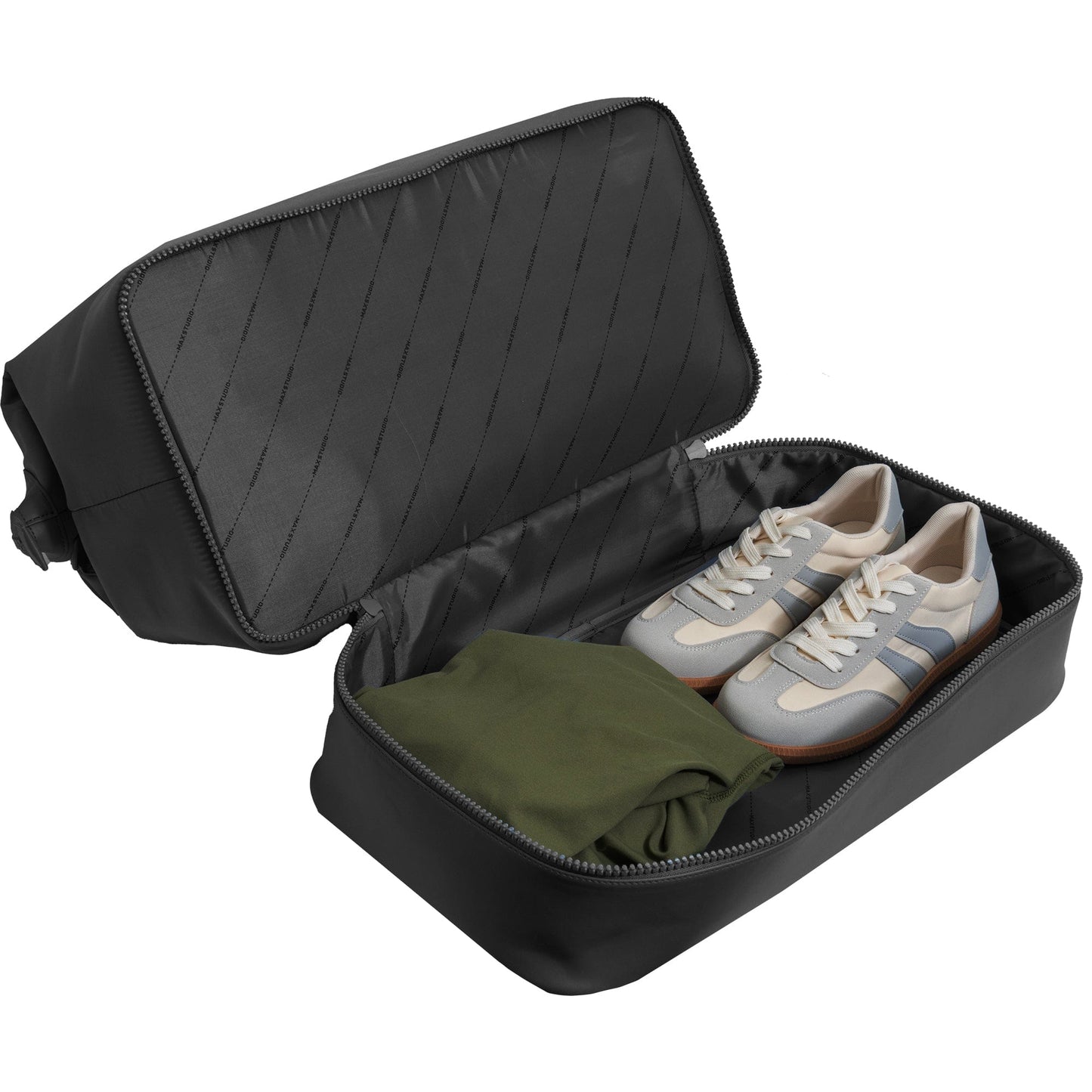 Max Studio Sport Nylon & Faux Leather Drop Bottom Duffel Bag