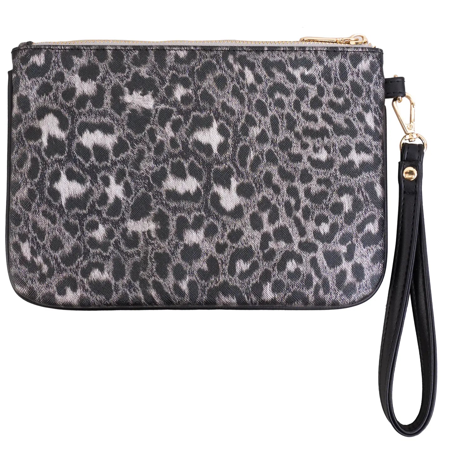 Ellen Tracy Metallic Leopard Faux Leather Print Wristlet