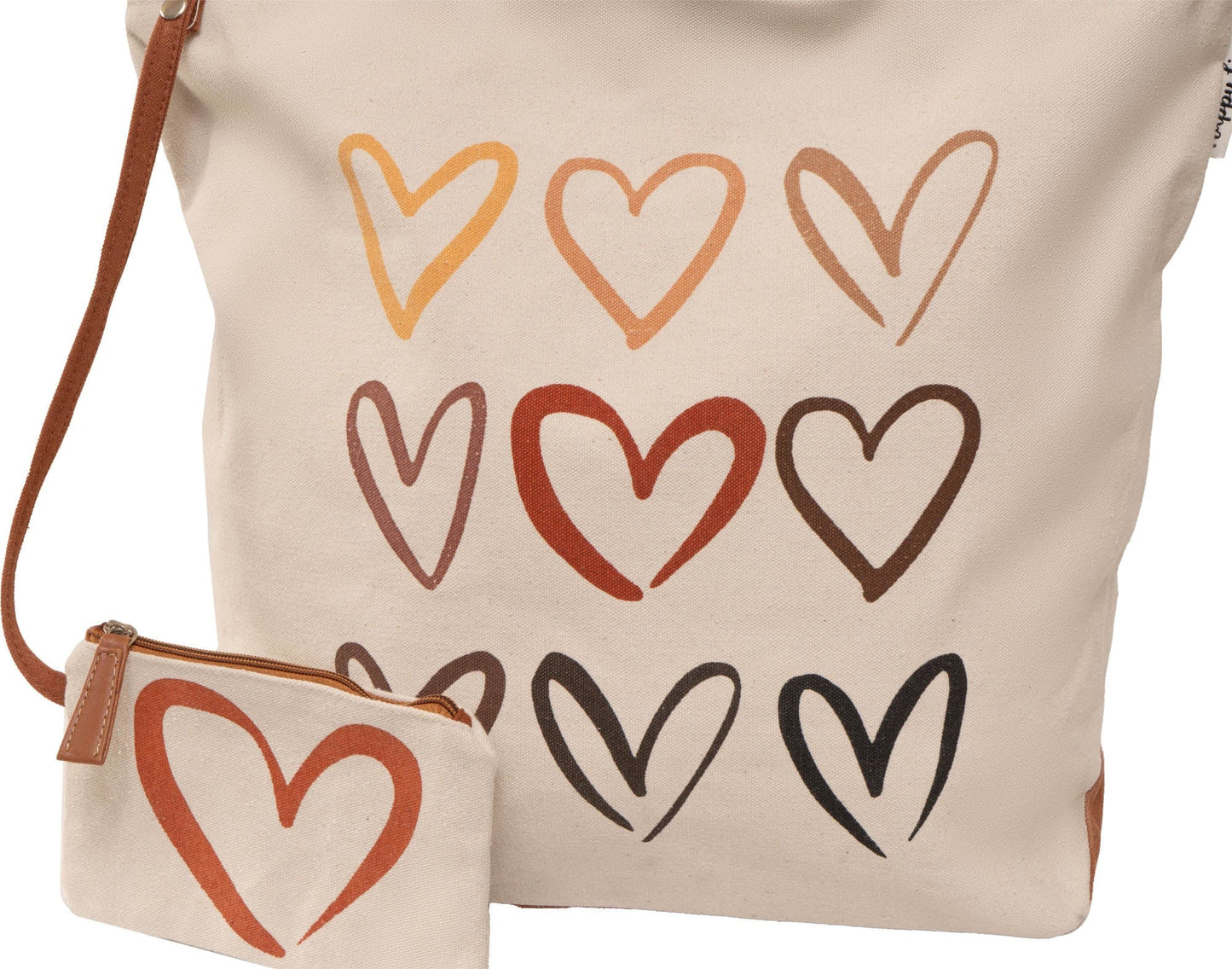 Magid Canvas Sketch Heart Print Tote With Pouch