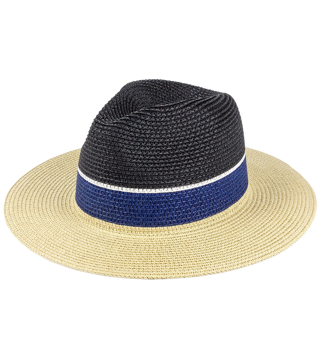 Magid Straw Panama Colorblock Crown Hat