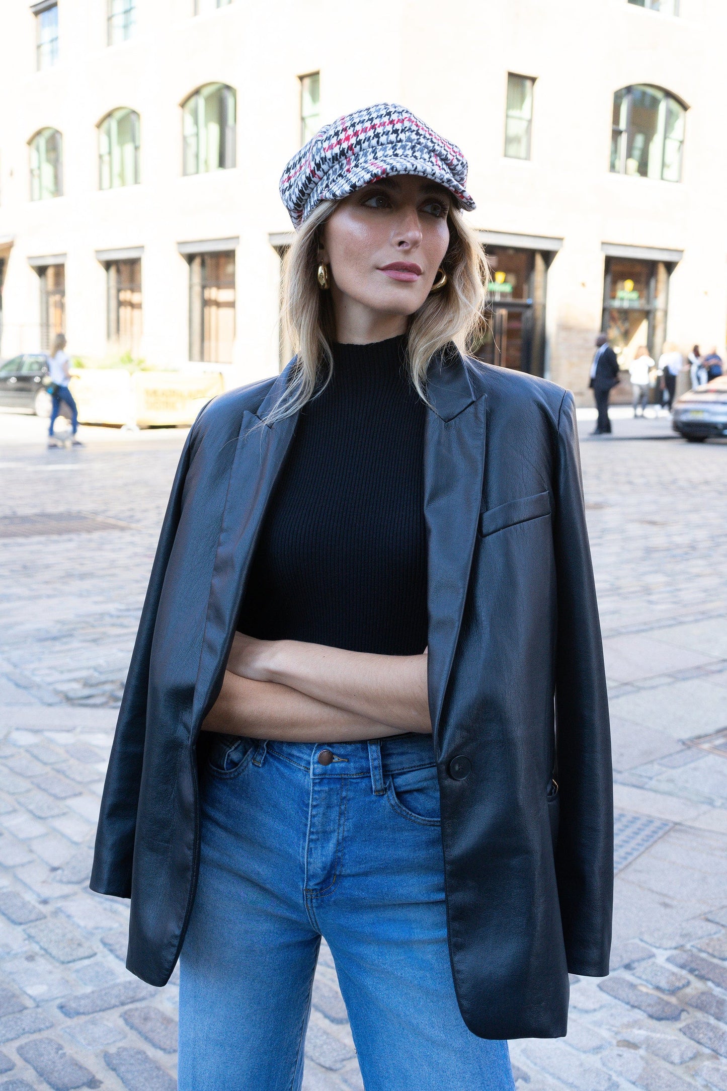 Magid Houndstooth Pattern Newsboy Cabby Cap