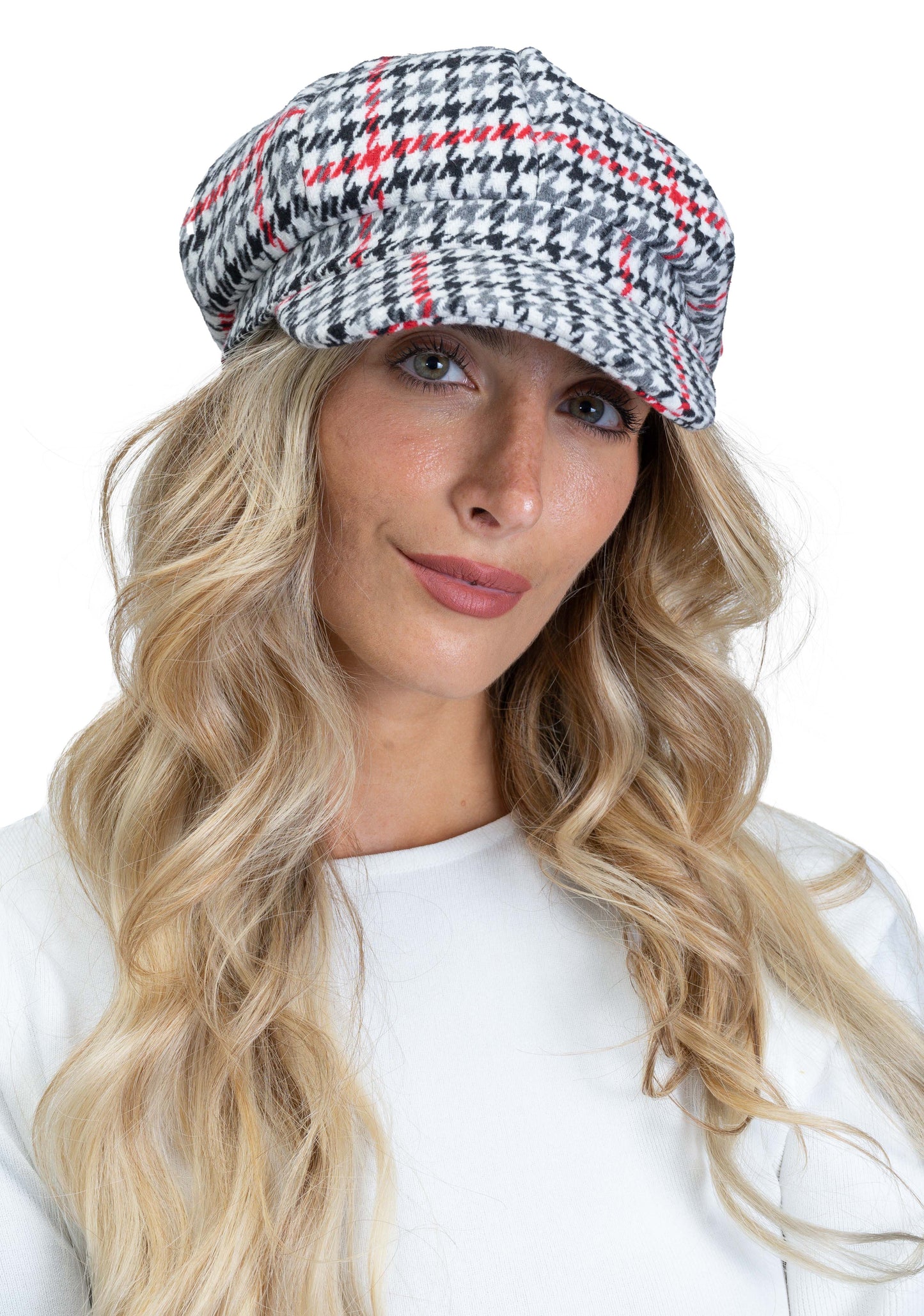 Magid Houndstooth Pattern Newsboy Cabby Cap