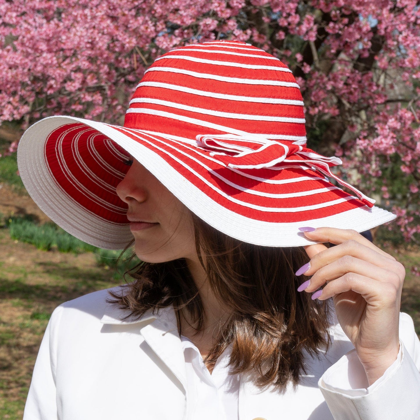 Magid Striped Cotton Foldable Floppy Hat