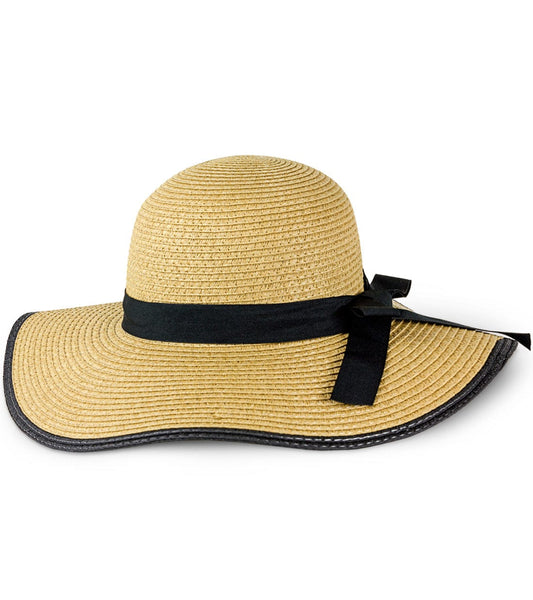 Magid Ribbon & Bow Straw Floppy Hat