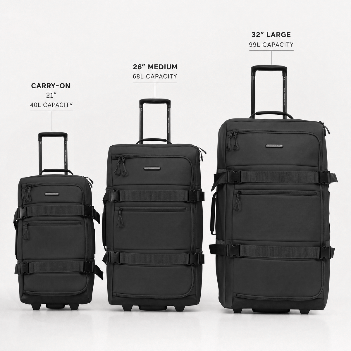 Jack Abrahams The Nova Recon 3 Piece Water Resistant Textured Tarpaulin Roller Luggage Set