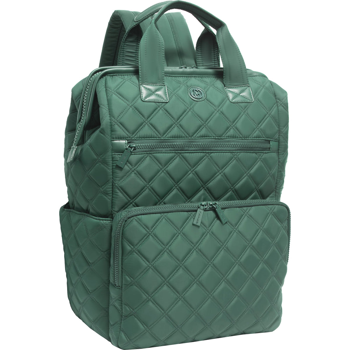 Joan & David Diamond Quilted Puffer Nylon Square Laptop Backpack