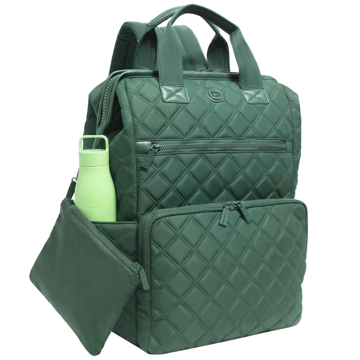Joan & David Diamond Quilted Puffer Nylon Square Laptop Backpack
