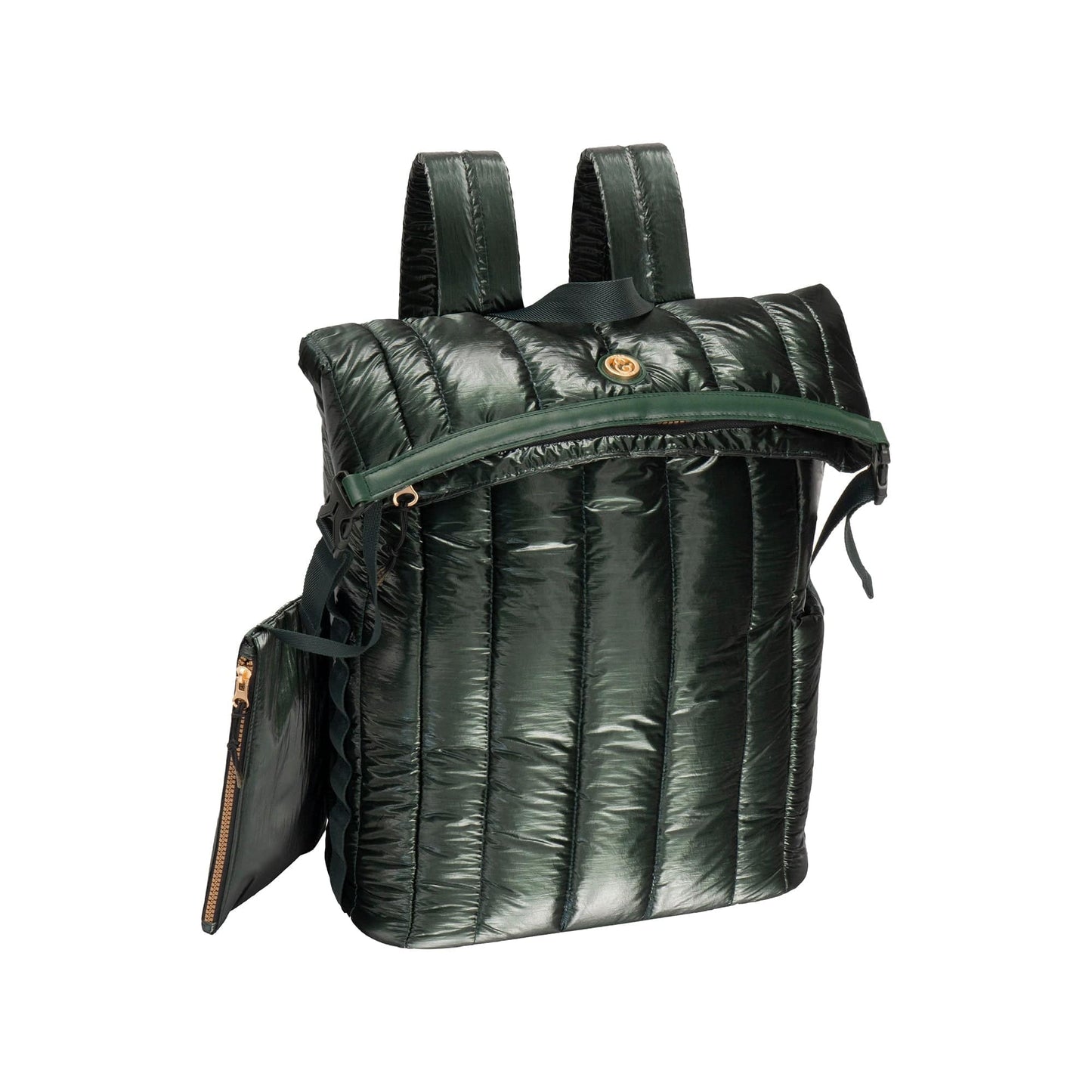 Joan & David Tubular Quilted Metallic Puffer Nylon 18-Inch Workbook Backpack