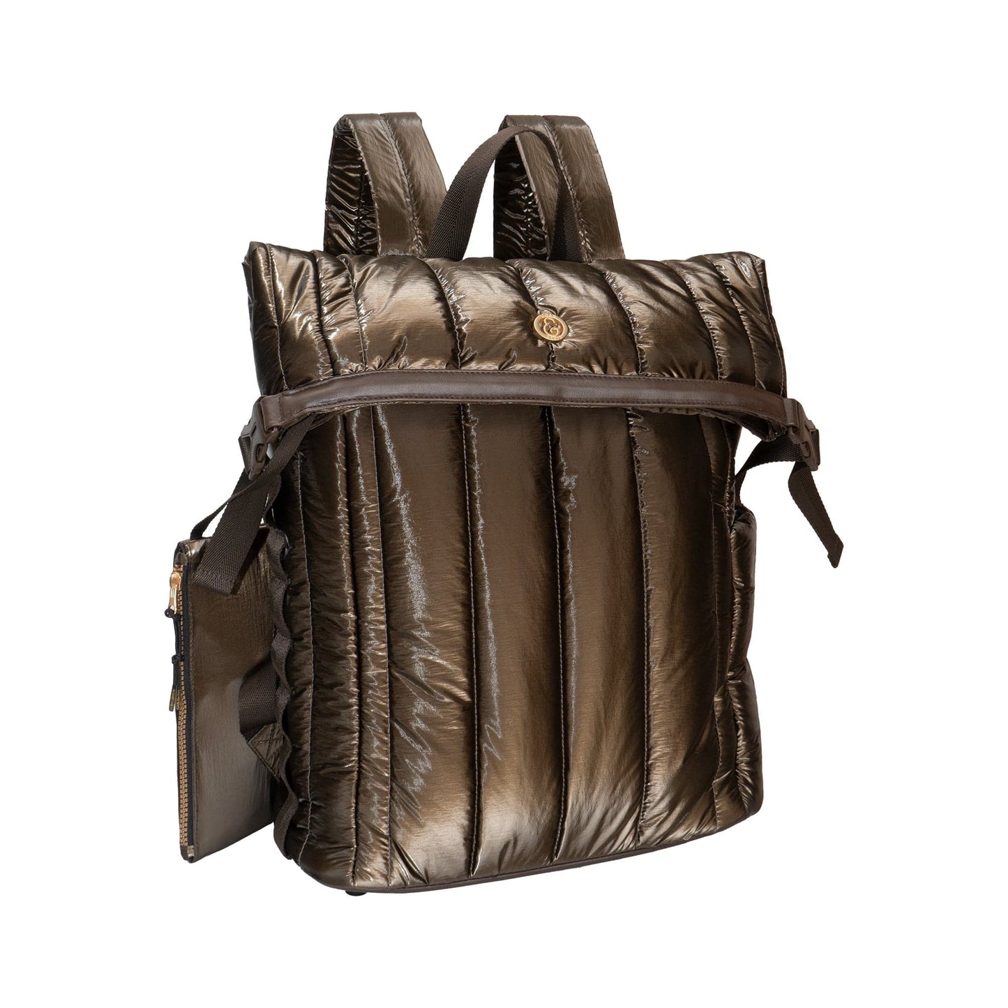 Joan & David Tubular Quilted Metallic Puffer Nylon 18-Inch Workbook Backpack