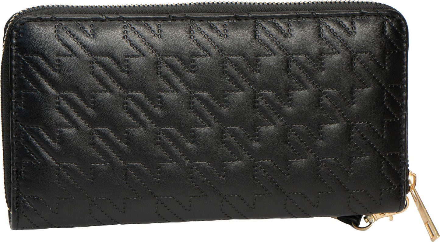 Rebecca & Rifka Smooth Houndstooth Quilt Medallion Zip Wristlet Wallet