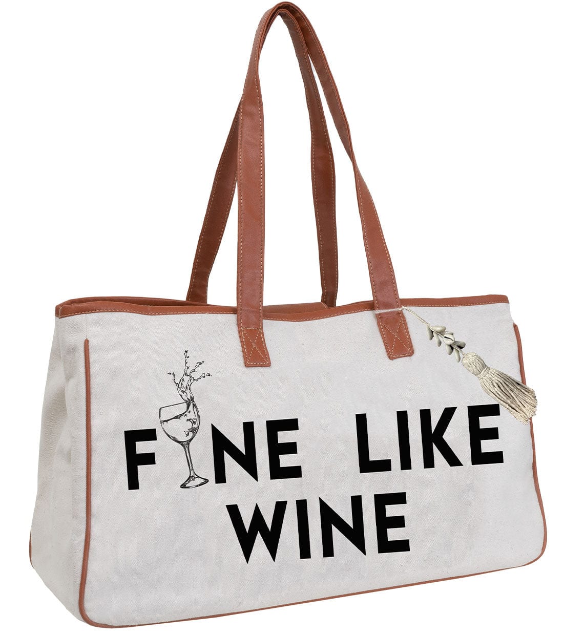 Magid Canvas Wine Tote "FINE LIKE WINE"