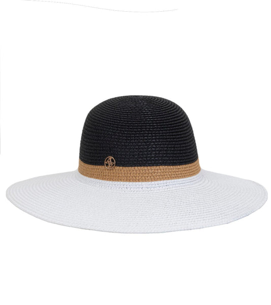 Adrienne Vittadini Straw Color Block Floppy Hat