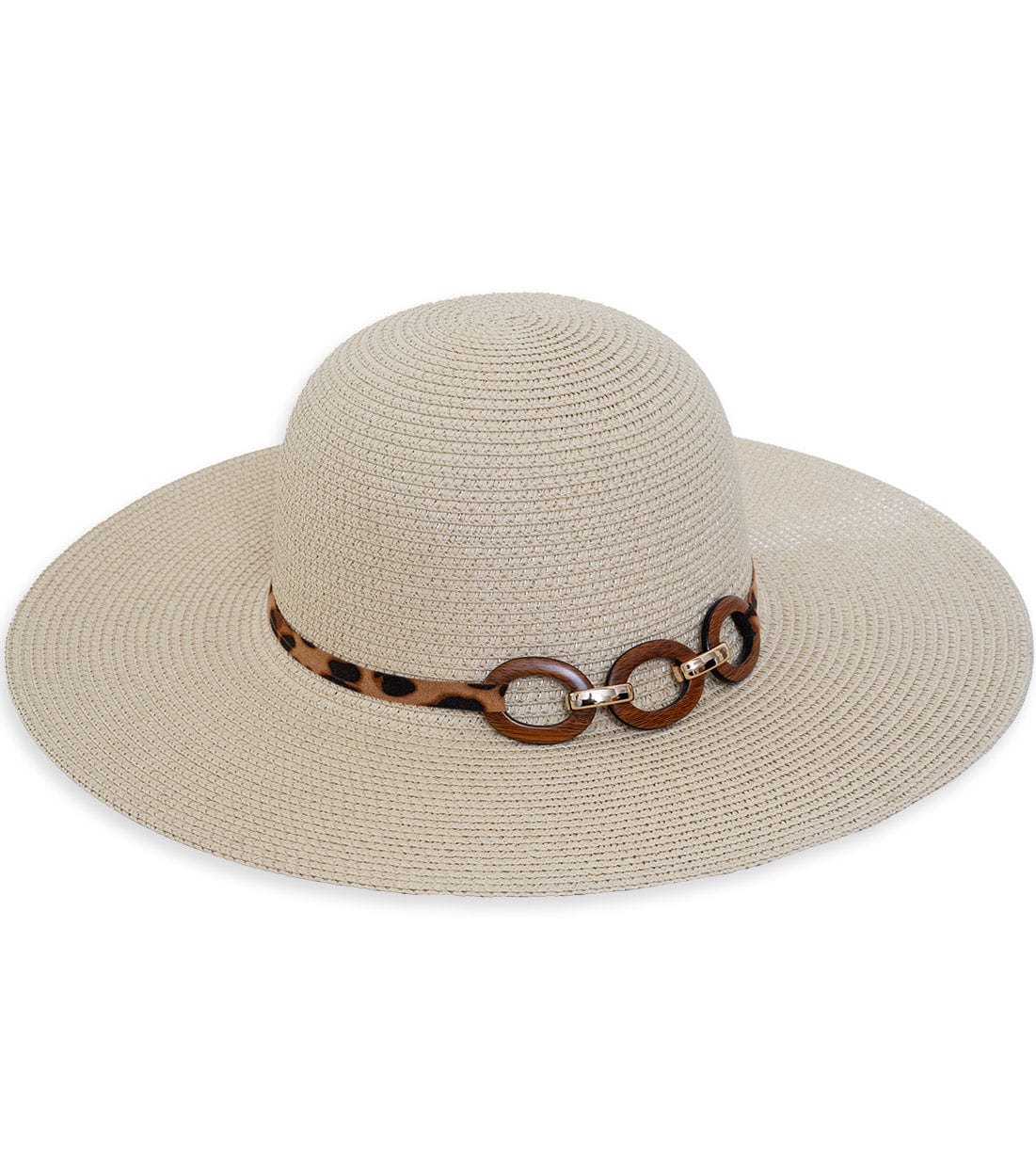 Max Studio Leopard Jewlery Straw Floppy