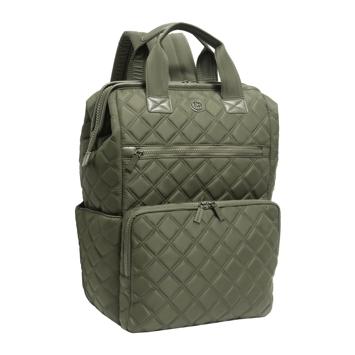 Joan & David Diamond Quilted Puffer Nylon Square Laptop Backpack