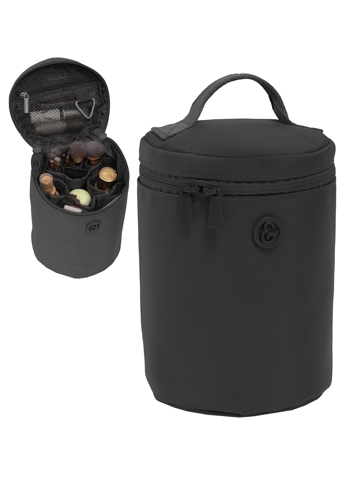 Joan & David 1680 Denier Nylon Top Handle Cylinder Cosmetic Case