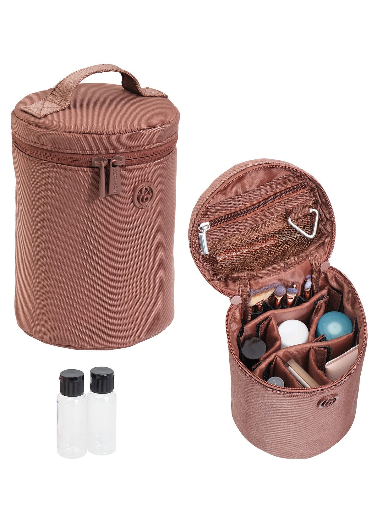 Joan & David 1680 Denier Nylon Top Handle Cylinder Cosmetic Case